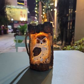 Resin Solar Stump Owl Lawn Night Light