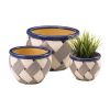 Accent Plus Blue Woven Design Ceramic Planter Set