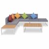 vidaXL Patio Corner Sofa Set 19 Pieces Aluminum WPC