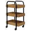 Oceanstar Portable Storage Cart with 3 Easy Removable Bamboo Trays