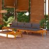 vidaXL Patio Benches with Dark Gray Cushions 2 pcs Acacia Wood