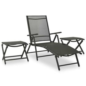 vidaXL 3 Piece Patio Lounge Set Textilene and Aluminum Black