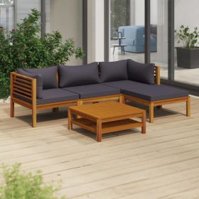 vidaXL 5 Piece Patio Lounge Set with Cushion Solid Acacia Wood