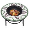 vidaXL Mosaic Fire Pit Green 26.8" Ceramic