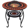 vidaXL Mosaic Fire Pit Table Terracotta and White 26.8" Ceramic