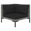 vidaXL 9 Piece Patio Lounge Set with Cushions Round Rattan Dark Gray