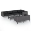 vidaXL 8 Piece Patio Lounge Set with Cushions Poly Rattan Dark Gray