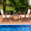 3 Pieces Solid Wood Outdoor Patio Sofa Furniture Set