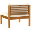 vidaXL 3-Seater Patio Sofa with Cream Cushion Solid Acacia Wood