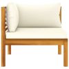 vidaXL 3-Seater Patio Sofa with Cream Cushion Solid Acacia Wood