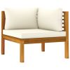 vidaXL 5 Piece Patio Lounge Set with Cream Cushion Solid Acacia Wood