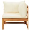 vidaXL 3 Piece Patio Lounge Set with Cream White Cushions Acacia Wood