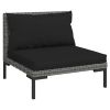 vidaXL 9 Piece Patio Lounge Set with Cushions Round Rattan Dark Gray