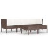 vidaXL 6 Piece Patio Lounge Set with Cushions Poly Rattan Brown