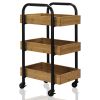 Oceanstar Portable Storage Cart with 3 Easy Removable Bamboo Trays