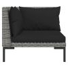 vidaXL 9 Piece Patio Lounge Set with Cushions Round Rattan Dark Gray