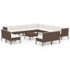 vidaXL 14 Piece Patio Lounge Set with Cushions Poly Rattan Brown