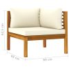 vidaXL 5 Piece Patio Lounge Set with Cream Cushion Solid Acacia Wood