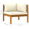 vidaXL 3-Seater Patio Sofa with Cream Cushion Solid Acacia Wood