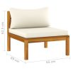 vidaXL 3-Seater Patio Sofa with Cream Cushion Solid Acacia Wood