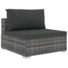 vidaXL 4 Piece Patio Lounge Set with Cushions Poly Rattan Gray