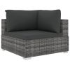 vidaXL 4 Piece Patio Lounge Set with Cushions Poly Rattan Gray