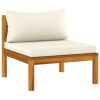 vidaXL 5 Piece Patio Lounge Set with Cream Cushion Solid Acacia Wood