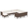 vidaXL 11 Piece Patio Lounge Set with Cushions Poly Rattan Brown