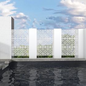 6.5 ft. H x 4 ft. W Laser Cut Metal Privacy Screen, 24"*48"*3 panels (Color: White, Material: Galvanized steel)