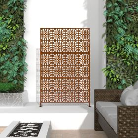 6.5 ft. H x 4 ft. W Laser Cut Metal Privacy Screen, 24"*48"*3 panels (Color: Brown, Material: Galvanized steel)