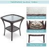 Outdoor Bistro Set 3 Pieces;  Outdoor Resin Wicker Swivel Rocker Patio Chair;  360-Degree Swivel Rocking Chairs and Tempered Glass Top Side Coffee Tab