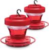 Hummingbird Feeder 16 oz - Plastic Hummingbird Feeders for Outdoors with Built-in Ant Guard - Circular Perch with 8 Feeding Ports/Wide Mouth for Easy