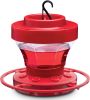 Hummingbird Feeder 16 oz - Plastic Hummingbird Feeders for Outdoors with Built-in Ant Guard - Circular Perch with 8 Feeding Ports/Wide Mouth for Easy