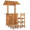 vidaXL 3 Piece Patio Bar Set Solid Wood Acacia